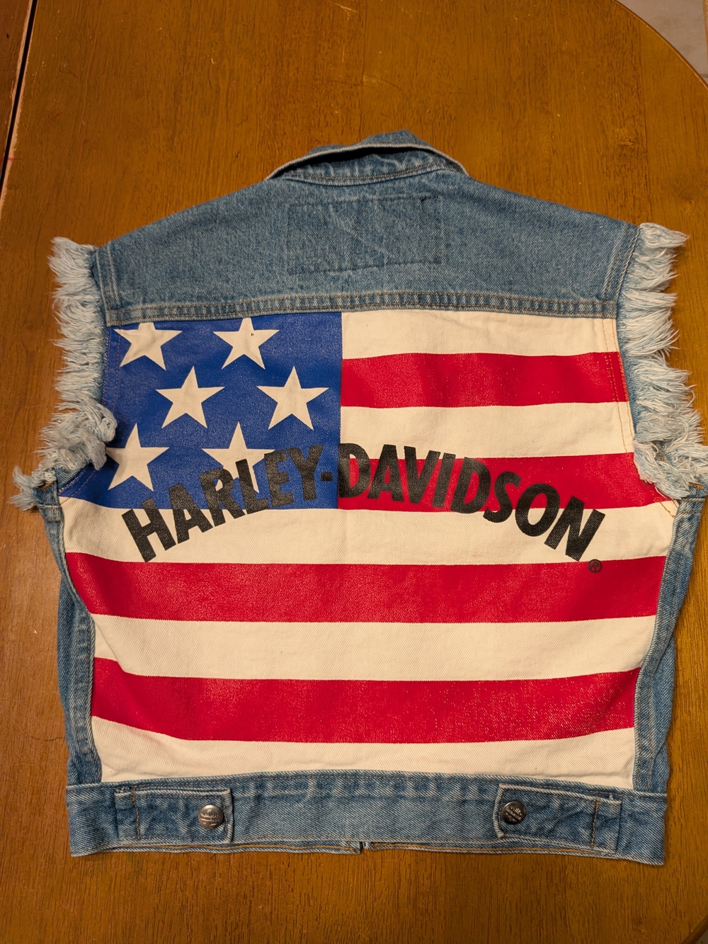 Harley-Davidson Americana Denim Vest with Flag Back, Large